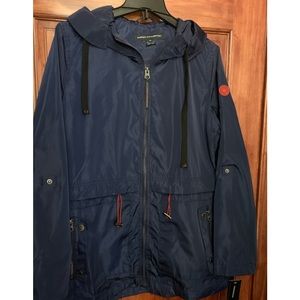 french connection cinch waist softshell raincoat
